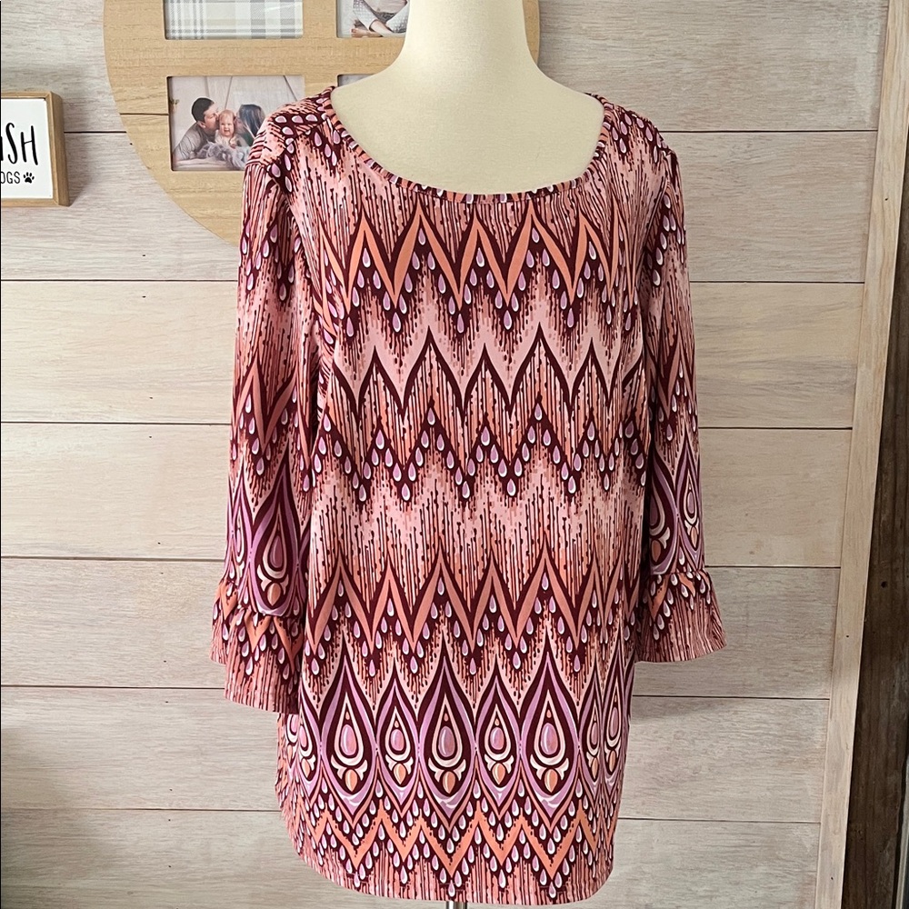 Bob Mackie Geometric Patterned Blouse 1X